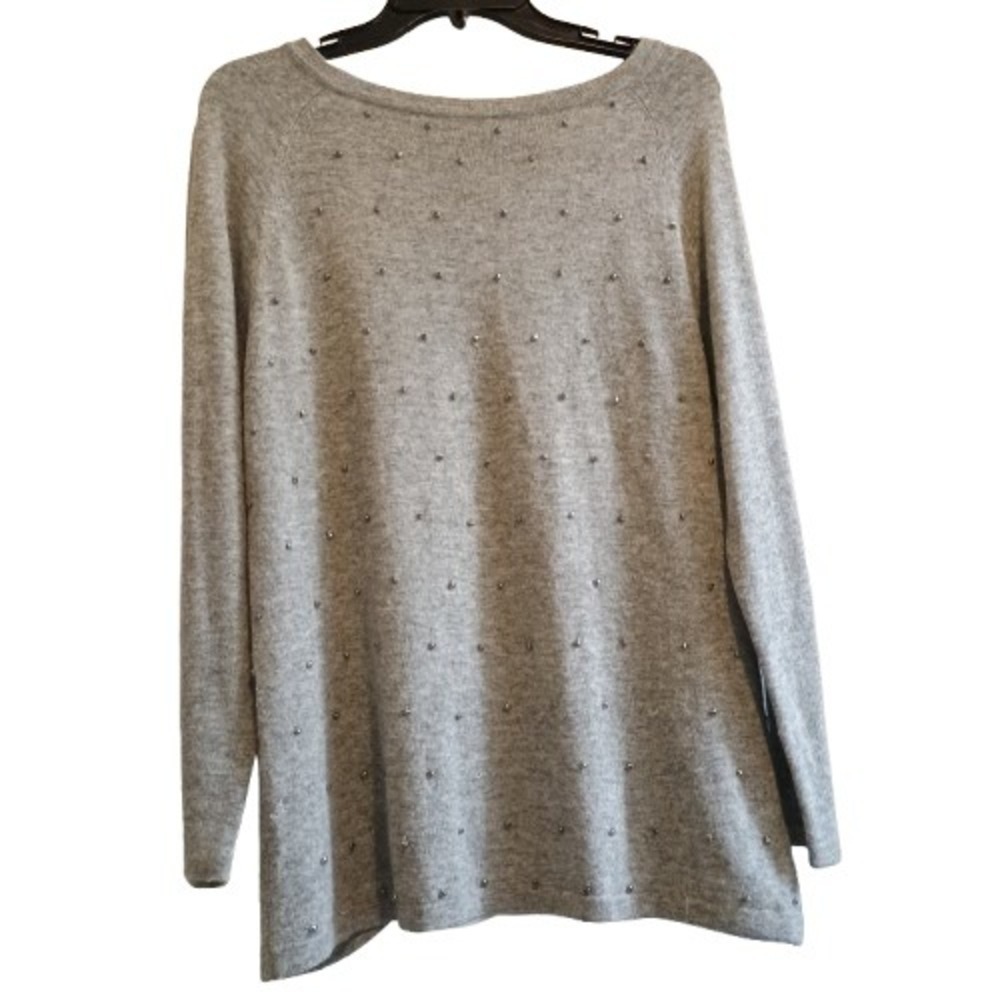 Sisters Women's Grey Studded Embellished Sweater Cardigan Layered Look M